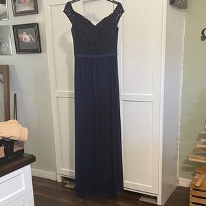 David's Bridal Elegant Navy Maxi Dress